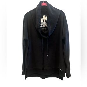 Michael Kors Black Velour Cowl Neck Drawstring Pullover Size Large